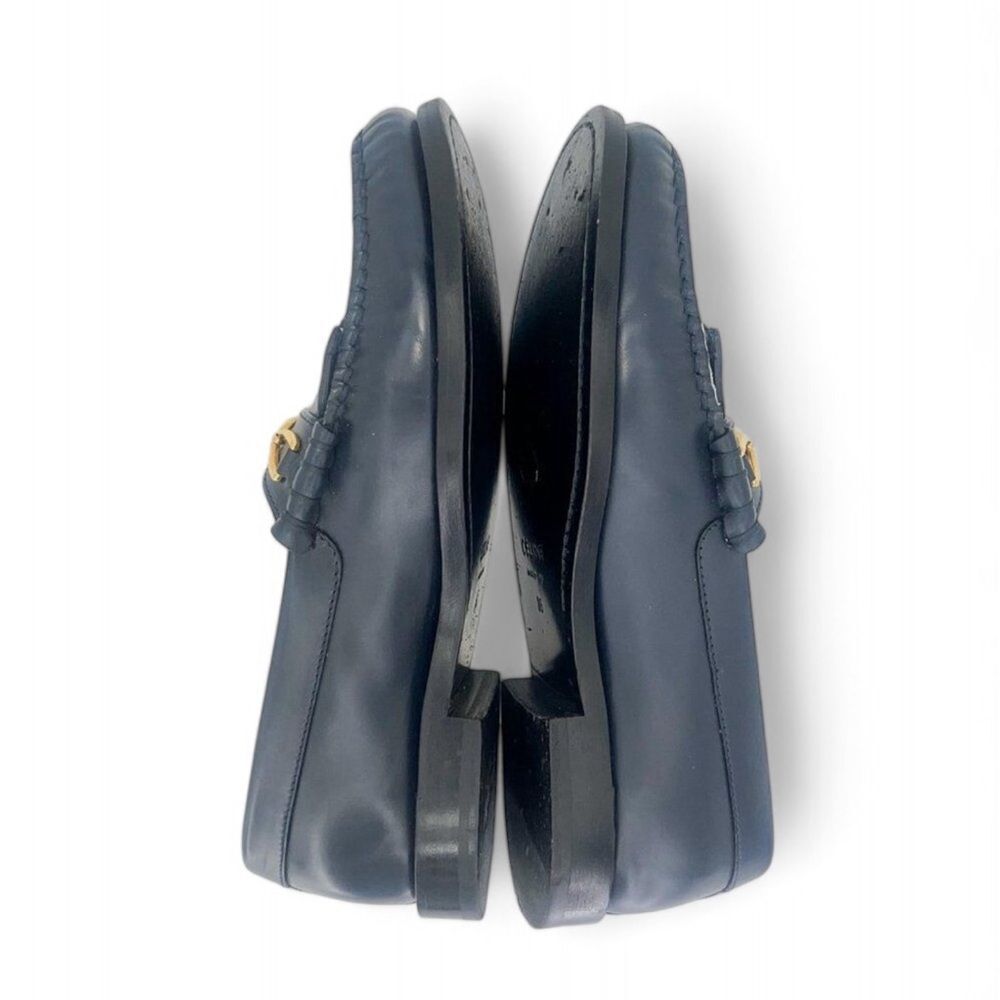 CELINE Women's Luco Triomphe Navy & White Horsebit CC Logo Loafers Size … - Picture 6 of 12